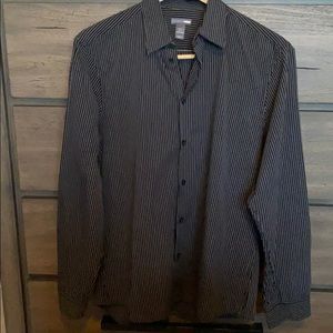 H&M Men’s Button Down Black& White stripe Sz Large